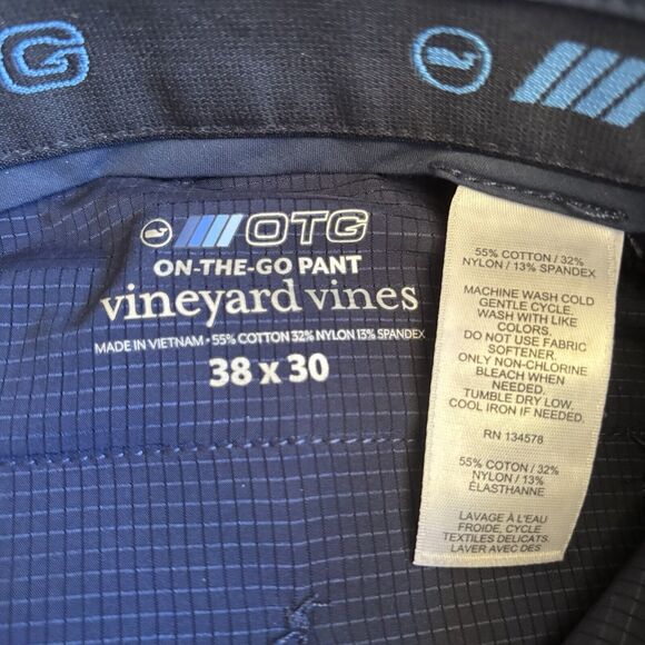 Lot 2 Vineyard Vines On The Go OTG Pants Men 38 X 30 Blue and Grey Outdoors Golf - Picture 10 of 16